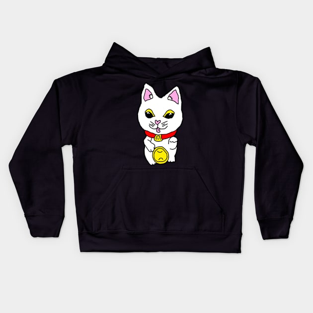 Lucky Cat Haku Kids Hoodie by DarkwingDave